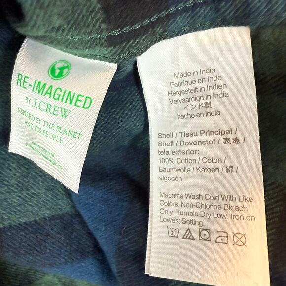 J. Crew Flannel Button Down Shirt Blackwatch Plaid Green Blue S Small - Picture 4 of 8